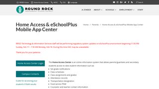 Home Access & eSchoolPlus Mobile App Center | Round Rock ISD