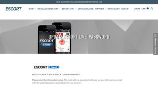 Update Escort Live! Password - ESCORT Radar