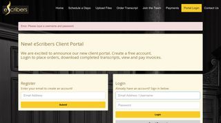 Portal Login - eScribers - Legal Transcription