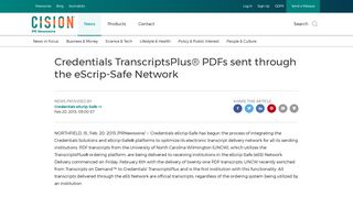 Credentials TranscriptsPlus® PDFs sent through the eScrip-Safe ...
