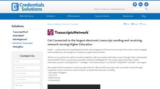 Electronic Transcripts - Credentials Solutions