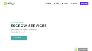 Escrow Services - Radius Bank
