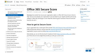Office 365 Secure Score | Microsoft Docs
