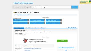 eselfcare.mtn.com.gh at WI. MTN Online Services - Website Informer