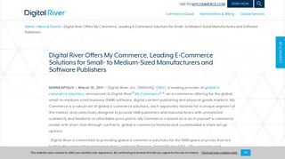 Digital River Offers My Commerce, Leading E-Commerce Solutions for ...