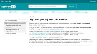 Sign in to your my.eset.com account | my.eset.com | ESET Online help