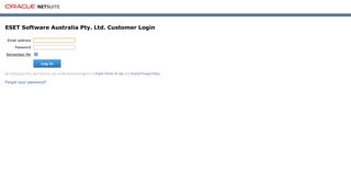 ESET Software Australia Pty. Ltd. Customer Login - NetSuite