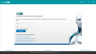 Convert your Username & Password to a License Key - my.eset.com