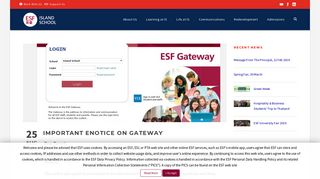 Island School – ESF Important Enotice on Gateway - Island School - ESF
