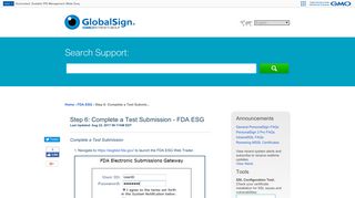 GMO GlobalSign | Step 6: Complete a Test Submission - FDA...