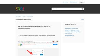 Username/Password – ESGI Support