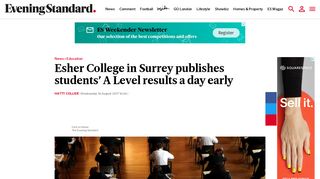 Esher College in Surrey publishes students' A Level results a day ...
