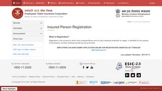 Insured Person Registration | Employees' State Insurance ... - ESIC