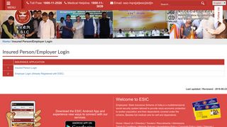 Insured Person/Employer Login | Employees' State Insurance ... - ESIC