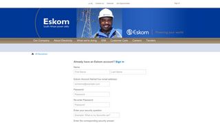 Create Eskom Account - Our Company