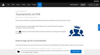 PS4: Competing in tournaments - PlayStation