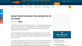 eSmart Payroll Introduces Time-Saving Tools for Tax Season ...