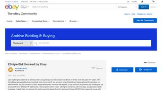 ESnipe Bid Blocked by Ebay - The eBay Community