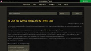 ESO Login and Technical Troubleshooting Support Guide