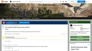 Can i make my ESO account non-steam? : elderscrollsonline - Reddit