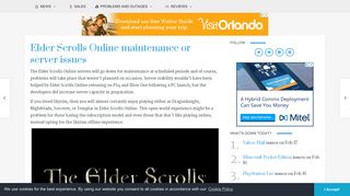 Elder Scrolls Online maintenance or server issues, Jan 2019