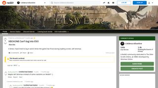 XBOXONE Can't log into ESO : elderscrollsonline - Reddit