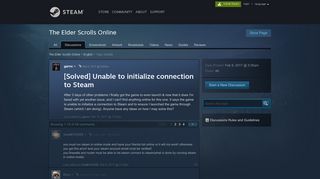 [Solved] Unable to initialize connection to Steam :: The Elder Scrolls ...