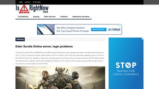 Elder Scrolls Online server, login problems | Is Down Right Now USA