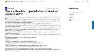 Elder scrolls online. Login failed server timed out European ...
