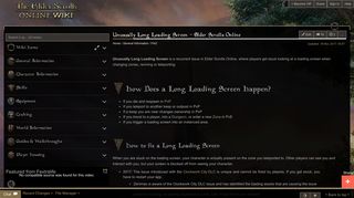 Unusually Long Loading Screen | Elder Scrolls Online Wiki