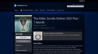 The Elder Scrolls Online: ESO Plus - 1 Month on PS4 | Official ...