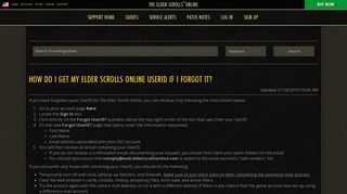 How do I get my Elder Scrolls Online UserID if I forgot it?