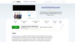 Esoniclearning.com website. Login.