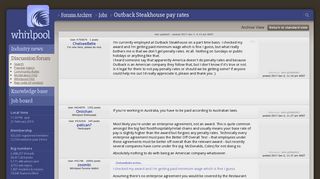Outback Steakhouse pay rates - Jobs - Whirlpool Forums
