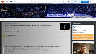 Thorin is now an ambassador for fantasy/betting firm ESP ...