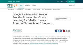 Google for Education Selects Frontier Powered by eSpark Learning for ...
