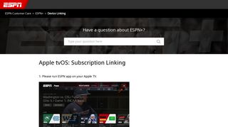 Apple tvOS: Subscription Linking – ESPN Customer Care