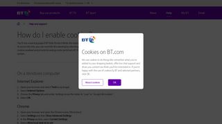 How do I enable cookies? | BT help