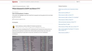 What channel is ESPN on Direct TV? - Quora