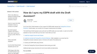 How do I sync my ESPN draft with the Draft Assistant? – FantasyPros