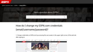 How do I change my ESPN.com credentials (email/username ...