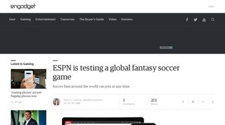 ESPN is testing a global fantasy soccer game - Engadget