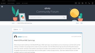 Watch ESPN and NBC Sports App - Xfinity Help and Support Forums ...