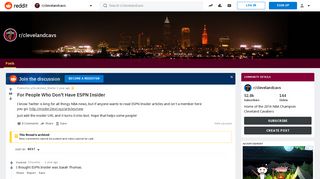 For People Who Don't Have ESPN Insider : clevelandcavs - Reddit