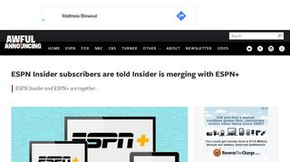 ESPN Insider subscribers are told Insider is merging with ESPN+