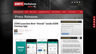 ESPN Launches New “Streak” Inside ESPN Fantasy App - ESPN ...