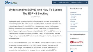 Understanding ESPN3 And How To Bypass The ESPN3 Blocking ...