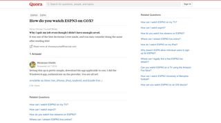 How to watch ESPN3 on COX - Quora