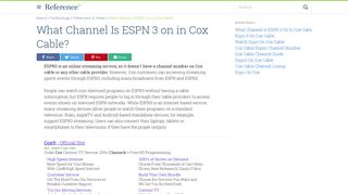 What Channel Is ESPN 3 on in Cox Cable? | Reference.com