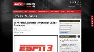 ESPN3 Now Available to Optimum Online Customers - ESPN ...
